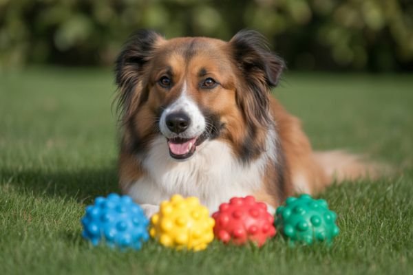 Dog with toys