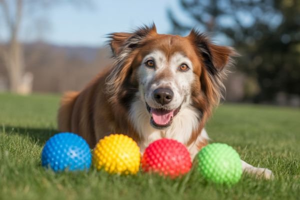 dog with toys